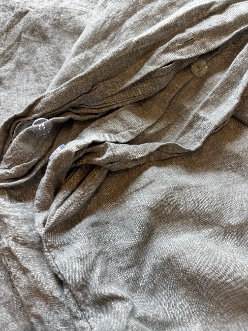Pottery Barn Flax Belgian Linen Light Grey California King Duvet Cover